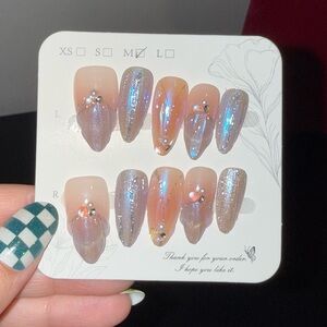 Whimsical Press On Nails w/ Gems